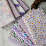 popohouse紫色系碎花纯色，提花烫金纯棉布料，手工diy娃衣服装面料