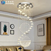 亚马逊现代简约花朵k9水晶吊灯，led圆形别墅客厅复式楼梯长吊灯