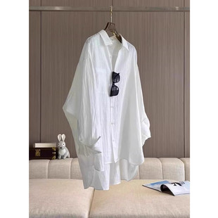 白色棉麻衬衫初秋女装慵懒法式Polo领设计感上衣宽松洋气衬衣