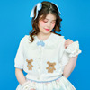 axesfemme Kawaii日系洗衣系列可爱小熊图案短袖针织衫ZA151X01S