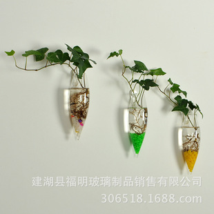 zakka灯工创意壁挂花瓶多用途透明玻璃水培花瓶花盆冰锥花瓶