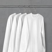 (2件59)210g纯棉圆领，纯白长袖t恤宽松春夏季男女，款通勤百搭打底衫