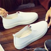 小白鞋女2020韩版学生鞋子平底单鞋皮面街拍休闲板鞋白色黑色