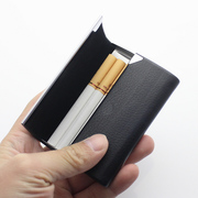 超薄男士控烟型烟盒7支装个性不锈钢烟盒便携带10支烟夹革皮烟盒