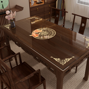 新中式pvc桌布防水防油防烫pvc透明软玻璃，餐桌垫客厅实木茶几桌布