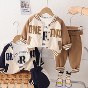 男宝宝秋装棒球服外套1岁半7七10一8八6个月婴儿秋季衣服分体套装