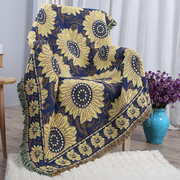 外贸美式田园向日葵针织，流苏沙发巾棉线编织沙发，毯四季通用沙发垫