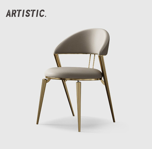 意式轻奢不锈钢餐椅现代简约真皮凳子家用网红小户型设计师靠背椅