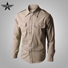 美国101空降师兄弟连同款卡其色，男式修身纯棉，衬衫衣军绿加厚长袖