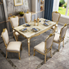 美式轻奢实木餐桌椅组合欧式长方形大理石餐桌橡木，餐厅吃饭桌子