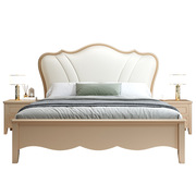 美式轻奢实木床现代简约皮床1.8m主卧储物双人床欧式软靠公主婚床