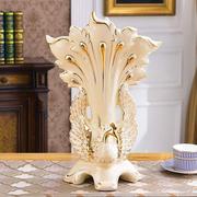 高档欧式陶瓷花瓶摆件鎏金孔雀开屏花插创意家居饰品摆设客厅