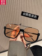 帕森大框透明黑色太阳镜男士，夏季韩版眼镜男女通用茶色墨镜女街拍