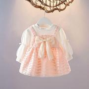 0-3岁婴加厚儿公主裙秋春蕾丝洋装套装L洋派一岁女宝宝长袖春装