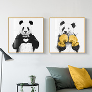 十字绣2021熊猫钻石画卧室床头次卧背景壁画北欧卡通动物挂画