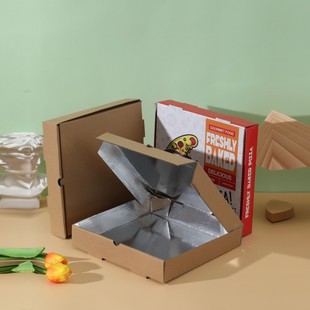 披萨盒子912寸铝箔保温包装盒，一次性牛皮纸加厚pizza打包盒定制