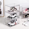 亚克力全透明鞋盒AJ球鞋收纳展示盒子磁吸抽屉式塑料折叠鞋柜鞋墙
