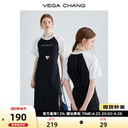 vegachang短袖t恤连衣裙女2024年夏高级(夏高级)感港味复古chic裙子
