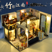 diy小屋阁楼中国风建筑古风，房子模型打发时间玩具生日礼物送女生