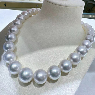 巨无霸天然淡水珍珠项链正圆，极光大颗粒，13-15mm媲美澳白冷白串珠