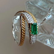 设计师款祖母绿双色蛇戒指指环，18k金镶嵌(金镶嵌)珠宝宝石真金真钻