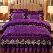 欧式天鹅绒床裙式四件套，夹棉加厚床套床罩4件套被套1.8米床上用品