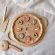 木制仿真过家家披萨玩具儿童益智动手切切乐水果蛋糕披萨茶点玩具
