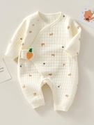 全棉时代新生婴儿连体衣服保暖夹棉秋冬加厚初生儿和尚服睡衣宝宝