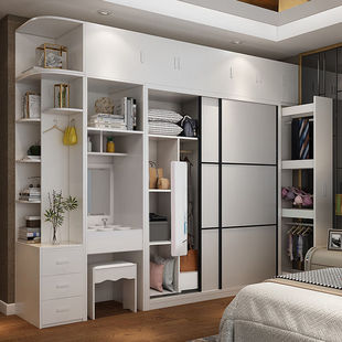实木衣柜现代简约整体移门，滑门衣橱衣柜，推拉门白色两门卧室