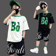 韩版童装8岁大男童夏装套装，9薄款24嘻哈，街舞6男孩短袖t恤衣服