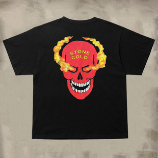 WWE摔跤手德州响尾蛇冷石奥斯丁系列印花T恤骷髅头短袖詹姆斯同款