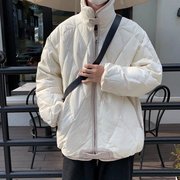 菱格棉衣男士2023冬季美式痞帅黑色潮牌加厚保暖大码棉服外套