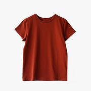 徐莫西 法式复古文艺风简约款红色圆领宽松短袖打底衫T恤女夏上衣