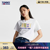 Tommy 女装纯棉复古街头多彩条纹印花刺绣圆领短袖T恤DW0DW16255