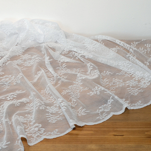 素时光法式复古镂空网纱白色玫瑰，蕾丝桌布野餐布背景，布门帘(布门帘)遮光布