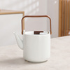 现代茶壶提梁壶家用陶瓷泡茶器，木把手提单壶水壶功夫茶具简约0.6l