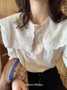 metwo法式减龄娃娃领衬衫，2023韩版甜美气质，长袖打底衬衣1762