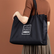 布环保购物袋时尚采购外出黑色大容量折叠便携帆布包手提袋子