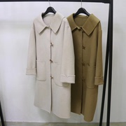双面羊绒大衣纯色娃娃领韩版气质中长款商场品质全羊毛外套女