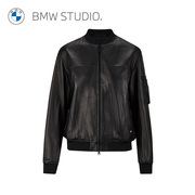 BMW studio宝马女装皮衣外套女短款显瘦黑色皮夹克 WM9U001NZS036