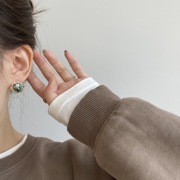 法式小众森系圆形925银针耳丁个性复古耳环女睡觉不用摘的耳饰新