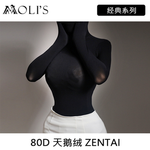 moli'szentai莫丽斯“80d”黑色天鹅绒，连体连身袜全包紧身衣