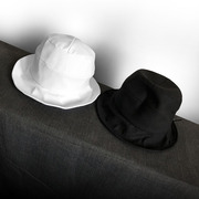 亚麻透气渔夫帽漂白色盆帽女士夏天遮阳帽轻薄透气防晒帽子黑盆帽