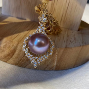 12mm左右正圆微瑕天然珍珠，无优化无加色珍珠，吊坠送链子配礼盒