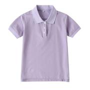 中小学生学院英伦班服夏季短袖，t恤校服紫色纯色，上衣插肩袖polo衫