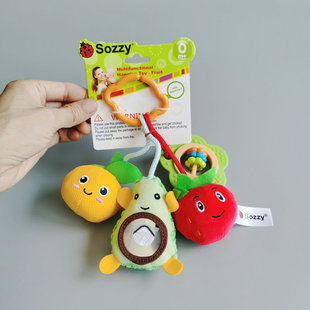 sozzy婴儿车挂件玩具小鸟叫声牙胶，宝宝床铃床，挂带摇铃0-1岁安全镜