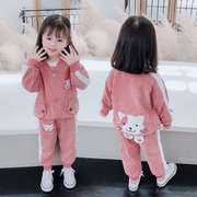 女宝宝春装洋气套装2024韩版秋季时髦小童儿童网红女童两件套