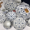蓝色丹麦唐草外贸原单jbs陶瓷，盘子西式咖啡，杯碟谷物碗家用餐具