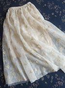 森林系 超级甜美美貌金线刺绣订珍珠半身纱裙 特！