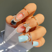 跨境微镶锆石指甲盖戒指个性气质穿戴美甲可拆卸假指甲片戒指